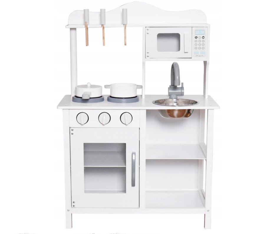 KUCHNIA DREWNIANA DLA DZIECKA Z AKCESORIAMI BIAŁA KUCHENKA DLA DZIECKA Marka inna