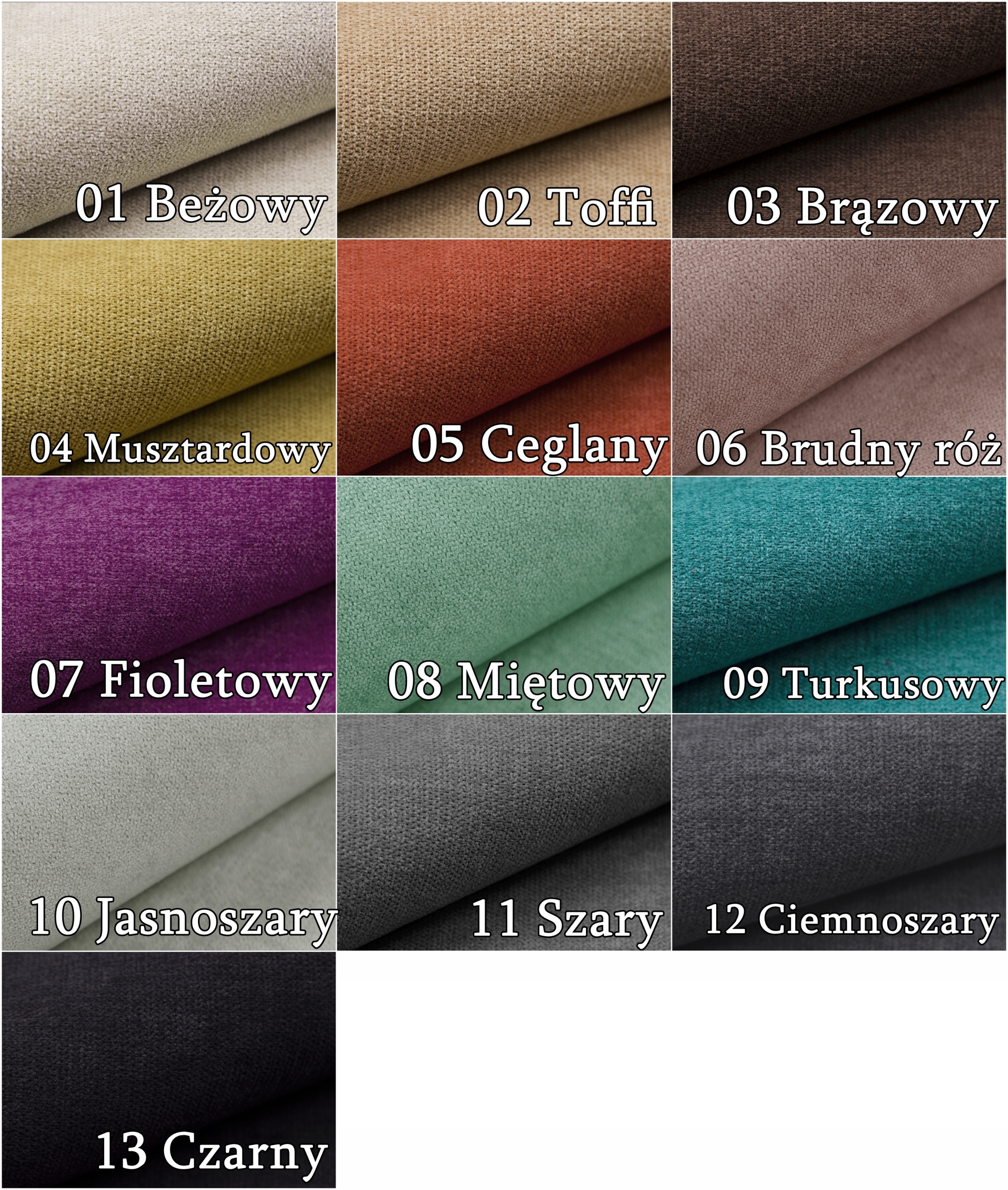 PUFA kwadratowa 40x40 RICO jodełka welur kolory Szerokość mebla 40 cm