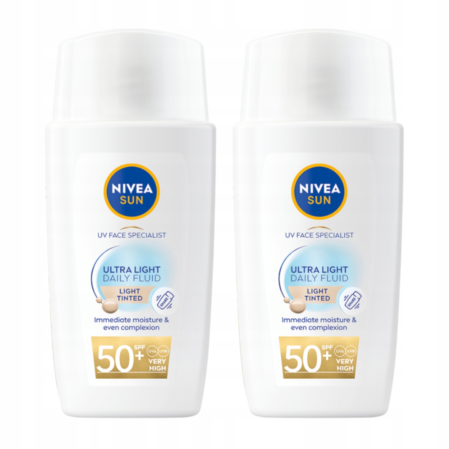 Nivea Sun Fluid opalovací krém na obličej SPF50 světlý 40 ml x2