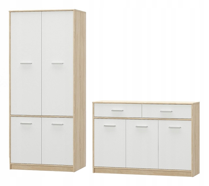 

Zestaw Szafa Komoda Tips Dąb Sonoma Biały