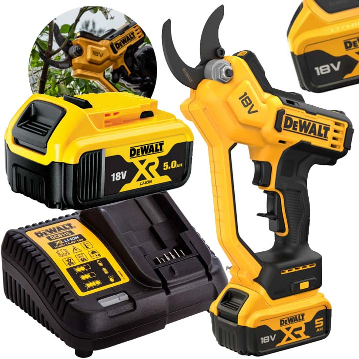 Dewalt Záhradné Akumulátorové Nožnice Pre Kríkové Konáre 38 MM Akumulátor 5Ah Nabíjania.