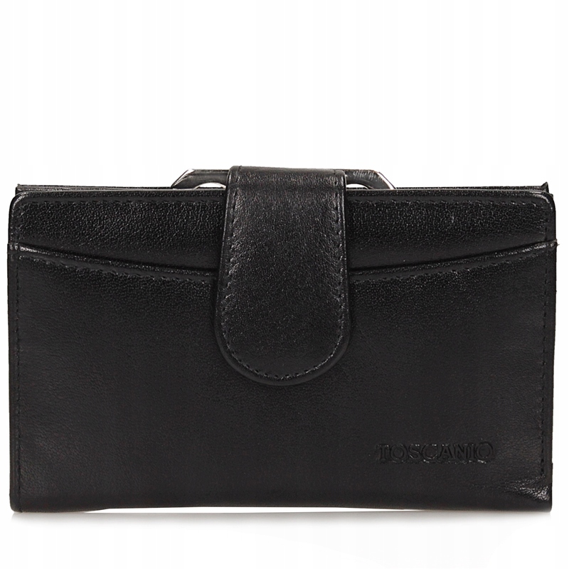 Dámská peněženka z přírodní kůže, střední, elegantní, zapínání, černá T1126