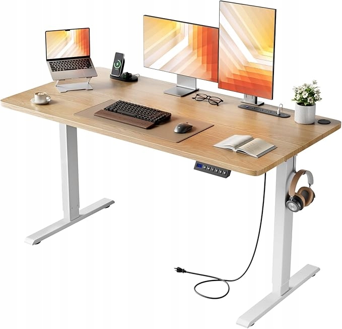 Písací stôl s reguláciou výšky 100 x 60 cm Usb-c Zásuvky Sit Stand Pamäť