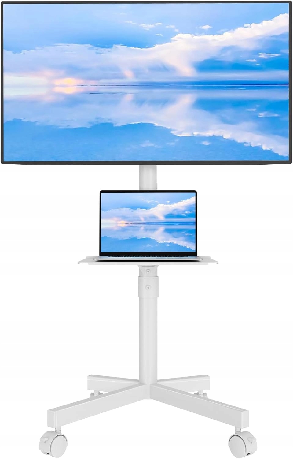 Podstawa stojak na telewizor tv na kółkach 32-65 Cali 40 Kg z półką biała