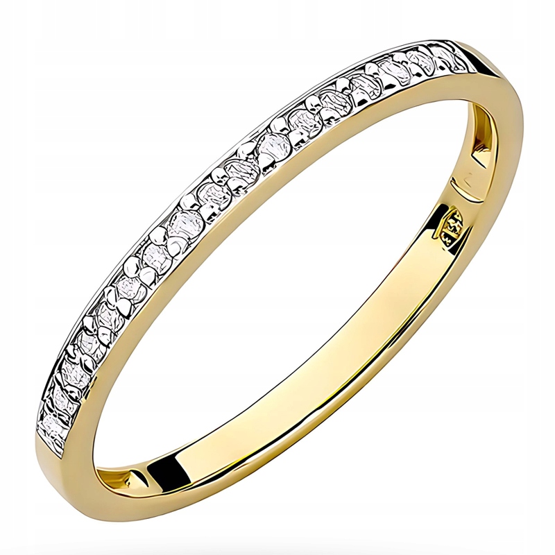 Zlatý Prstýnek pr. 585 Prsten s laboratorními diamanty 0,09 ct 14k