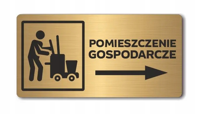 POMIESZCZENIE GOSPODARCZE strzałka w prawo | Tabliczka informacyjna | ZŁOTA