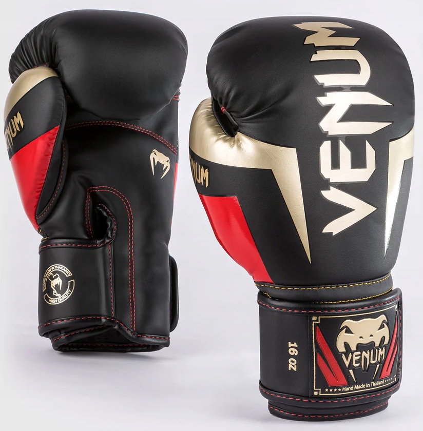 Venum Boxerské rukavice Elite Black/Gold/Red 16OZ