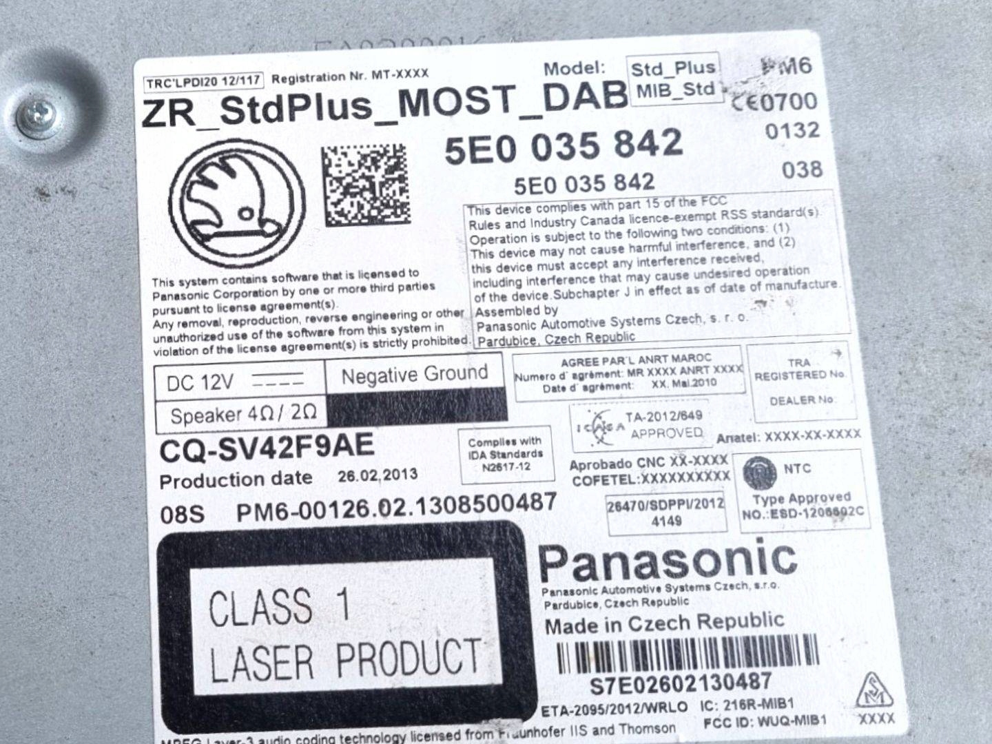 Radio samochodowe Skoda Octavia 3 5E 2013 5E0035842