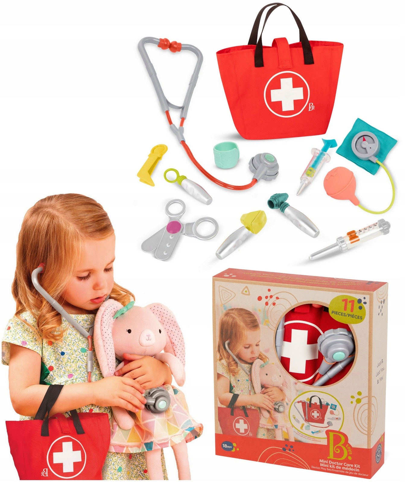 B.Toys zestaw małego lekarza w torbie 11 el. Zestaw lekarski 18M+