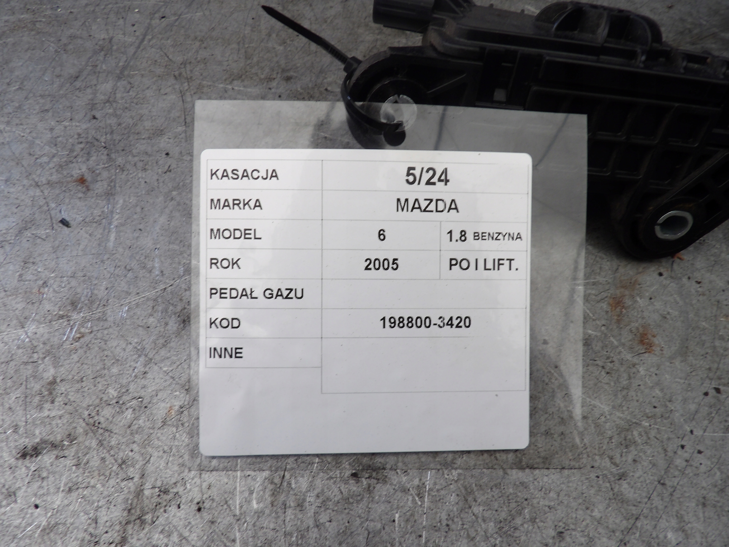MAZDA 6 UND GASPEDAL 1,8B 198800-3420