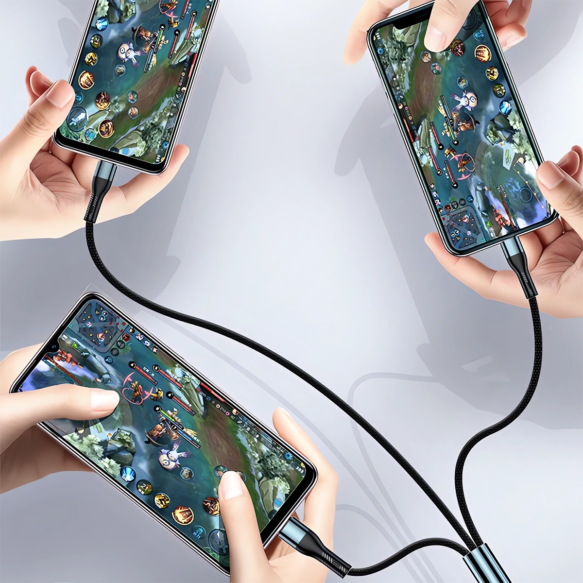 SZYBKA ŁADOWARKA SIECIOWA 4X USB QC 3.0 KABEL 3W1 LIGHTNING MICRO-USB USB C Przewód w zestawie nie