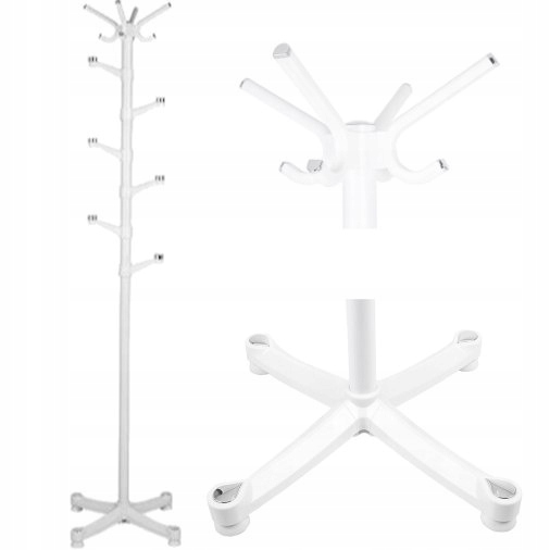 Wieszak na kurtki ubrania stojak stojący biały