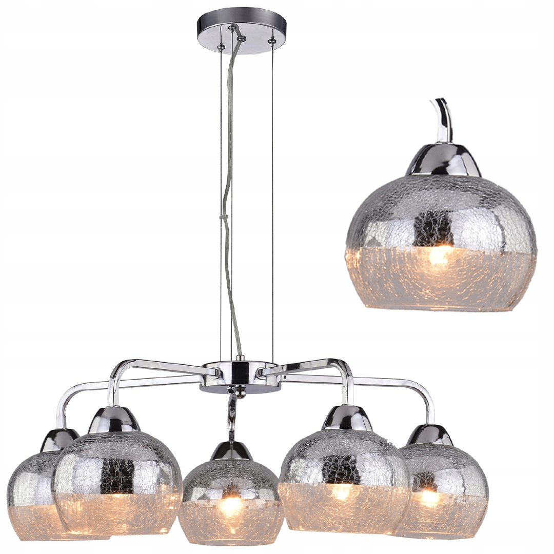 Moderní stropní svítidlo 5X60W E27 Chrom