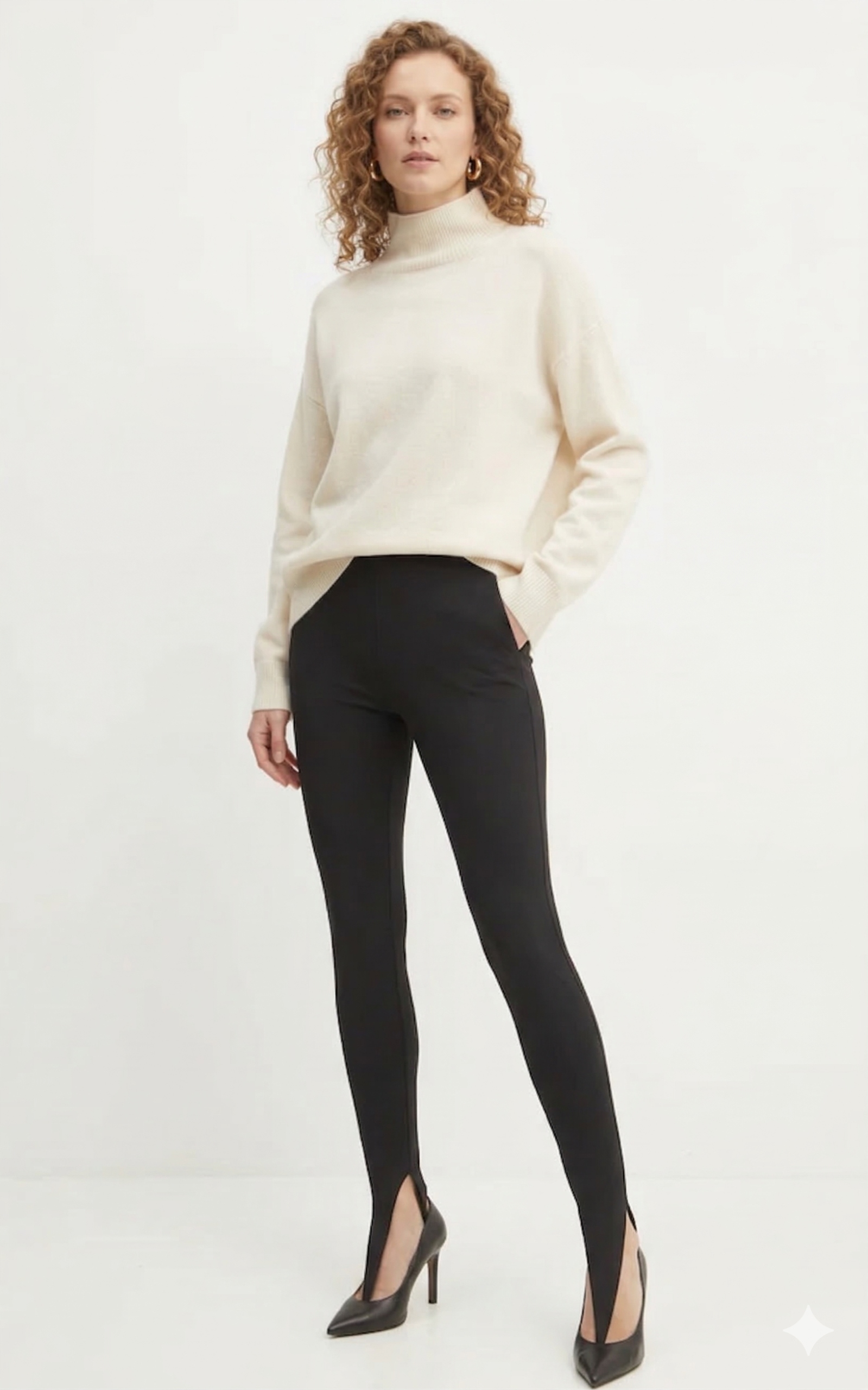 Patrizia Pepe Černé Legíny S Rozšířením Na Spodu 36 I3B