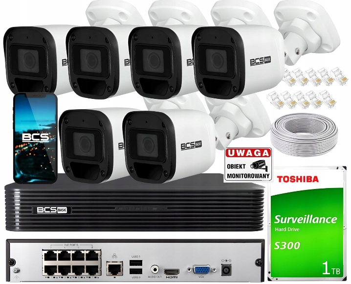 Ip monitoring Bcs Basic 5MPx 1TB 6x Bcs -B-TIP15FR3(2.0) 2,8mm Ir 30m