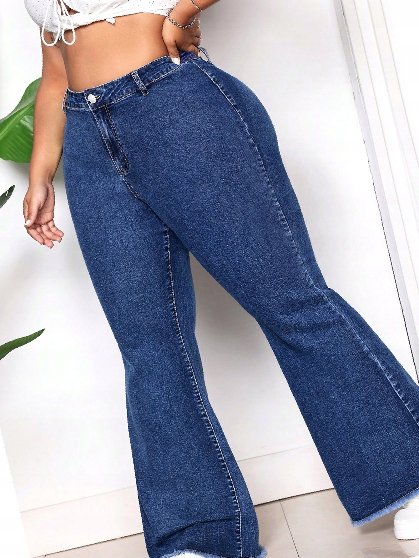 Džíny s drsným povrchem Modré Casual Bootcut Zvony 54