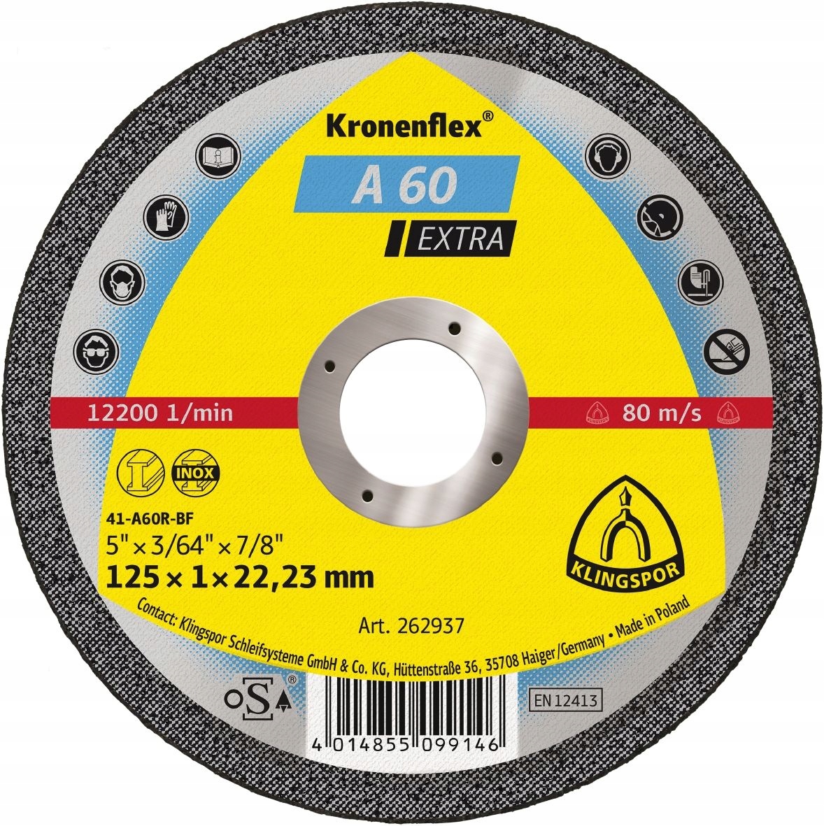 

Klingspor Tarcza do cięcia stali nierdzewnej 125mm
