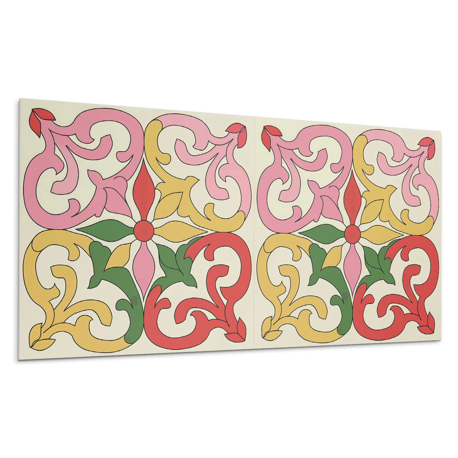 Vinylová Nástěnná Dekorace do kanceláře Květinový vzor s ornamenty 100 x 50 cm