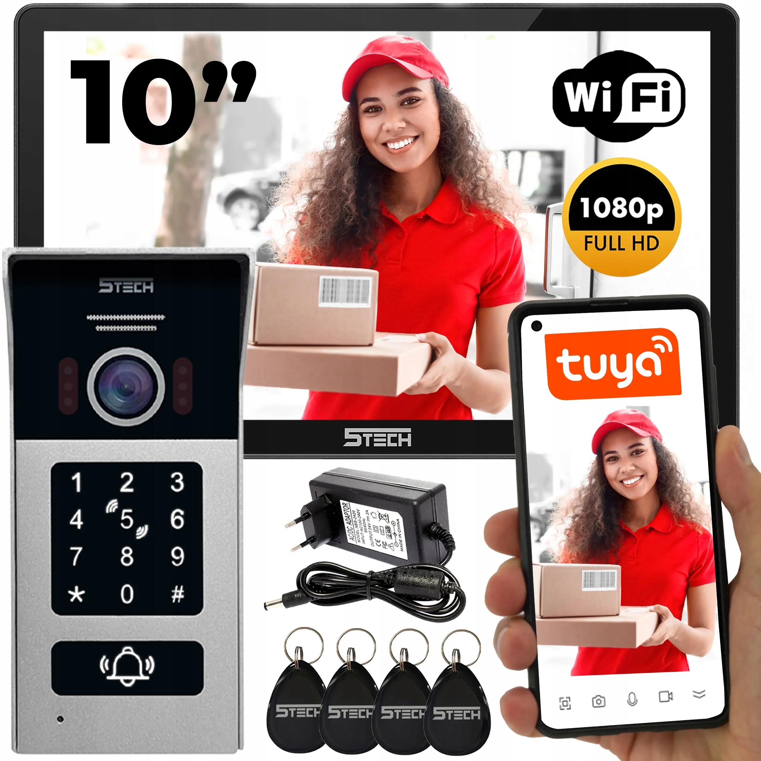 WIDEODOMOFON PREMIUM NA 2 ŻYŁY 5TECH TWIN NATYNKOWY SZYFRATOR 82225 APKA