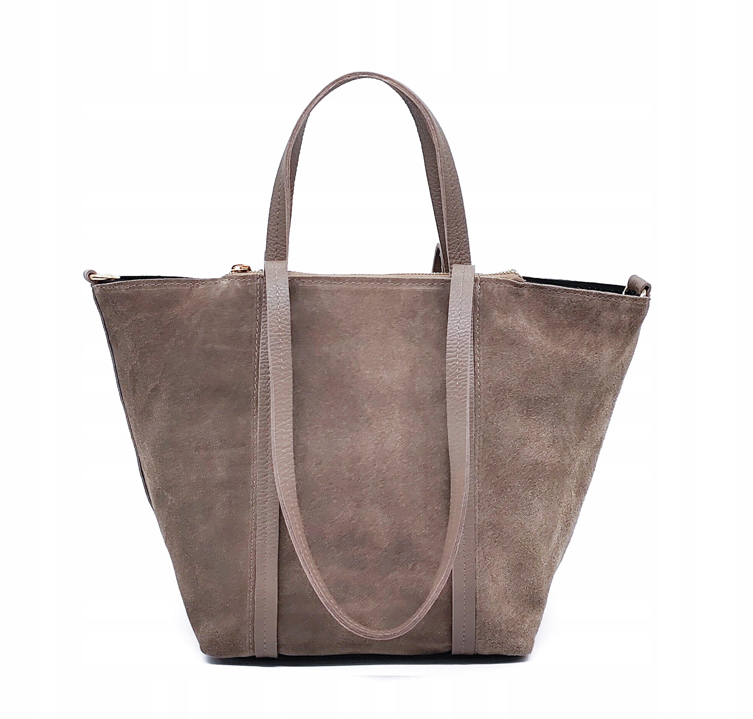Kabelka shopper semišová Vera Pelle béžová kůže Taupe