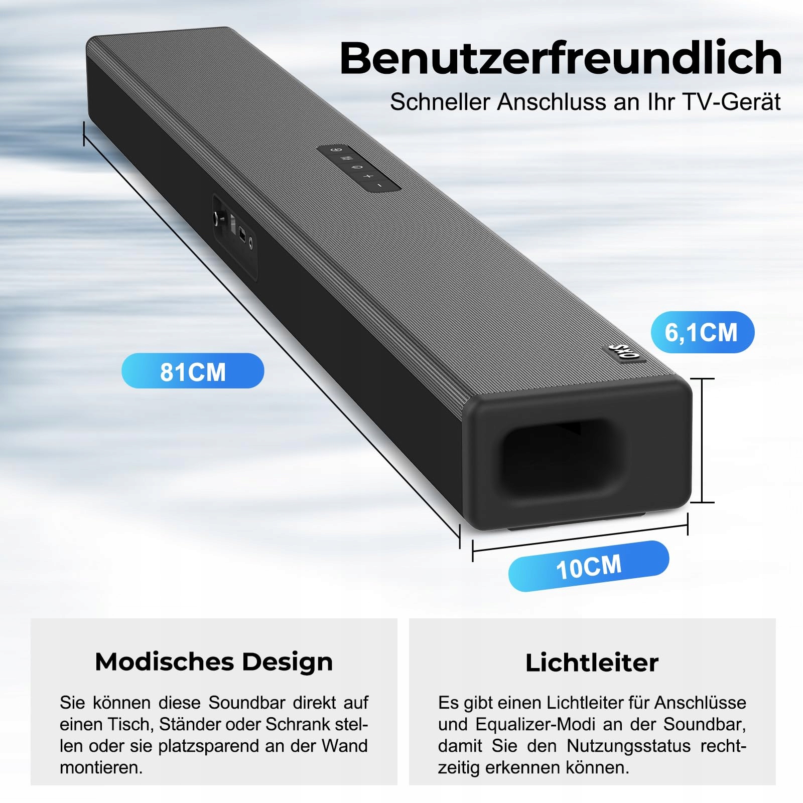 OXS Soundbar Do Telewizora Bluetooth 5.0 3D Surround Bass Montaż Na Ścianie — miniatura 5