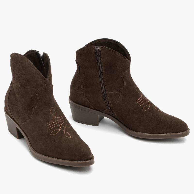 Ryłko 4ZVB7 6TJ hnědé kotníkové boty vel.37 kovbojské boty velur Kochland Sleva