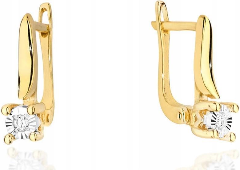 Zlaté náušnice 585 podlouhlé s diamantem 1,80, elegantní vzor jako dárek