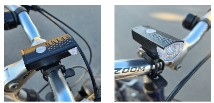 LAMPKA ROWEROWA PRZEDNIA + TYLNA LED DO ROWERU AKUMULATOROWA NA KIEROWNICĘ Zasilanie akumulator