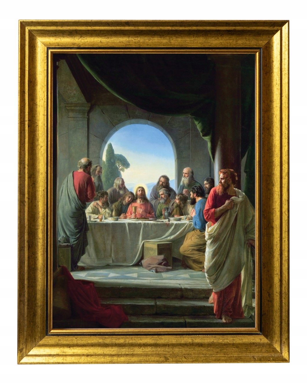 Poslední Večeře Obraz Na Plátně Ve Zlatém Moderním Rámu 30X40