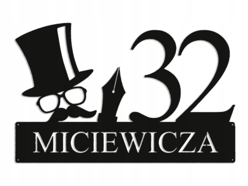 Číslo Na Dom 48 cm Tabuľa Adresa Ocel 2 mm Mickiewicza
