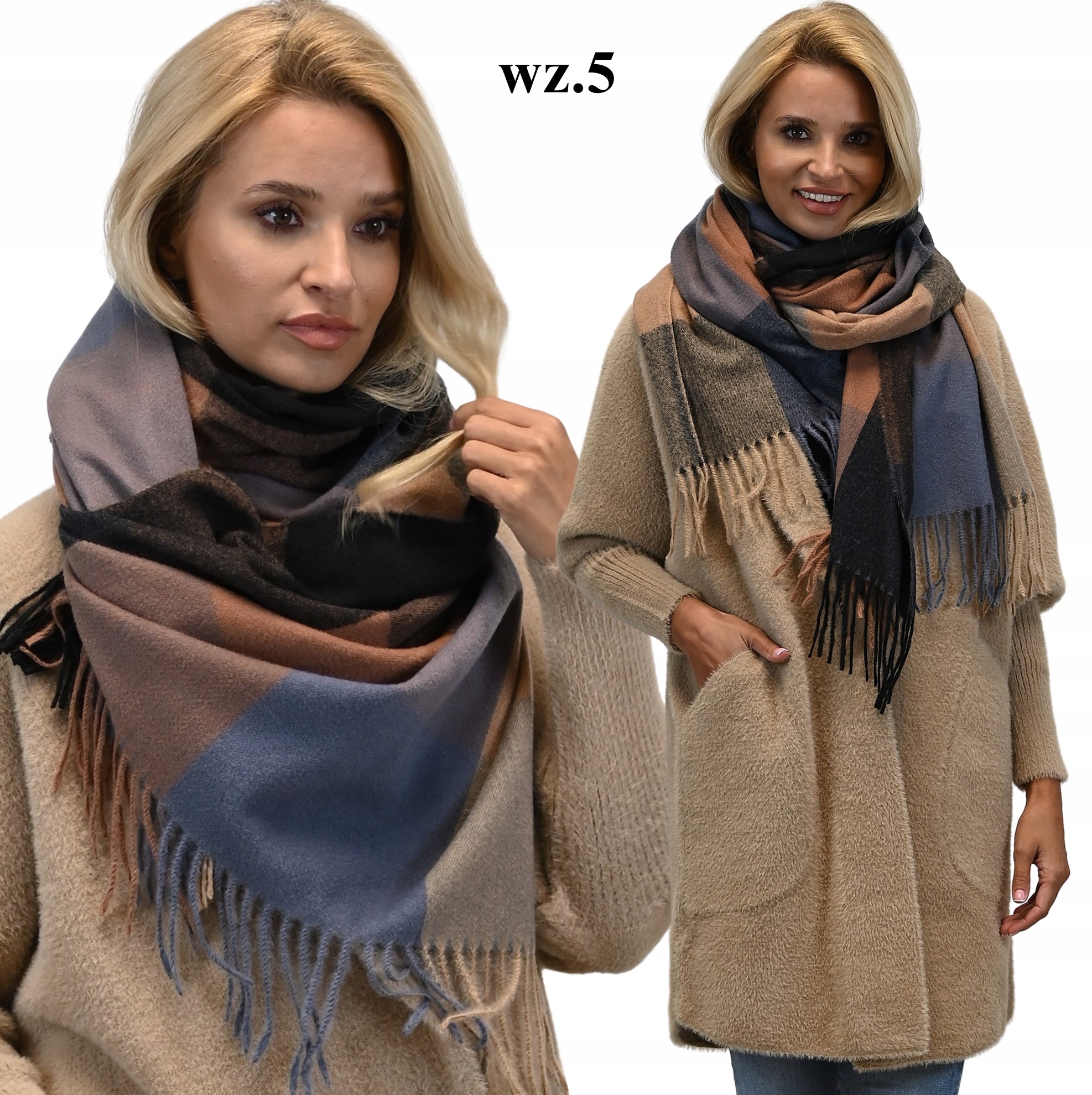 SZALIK DAMSKI w kratę Chusta SZAL frędzle wz5 Kod producenta SZ2