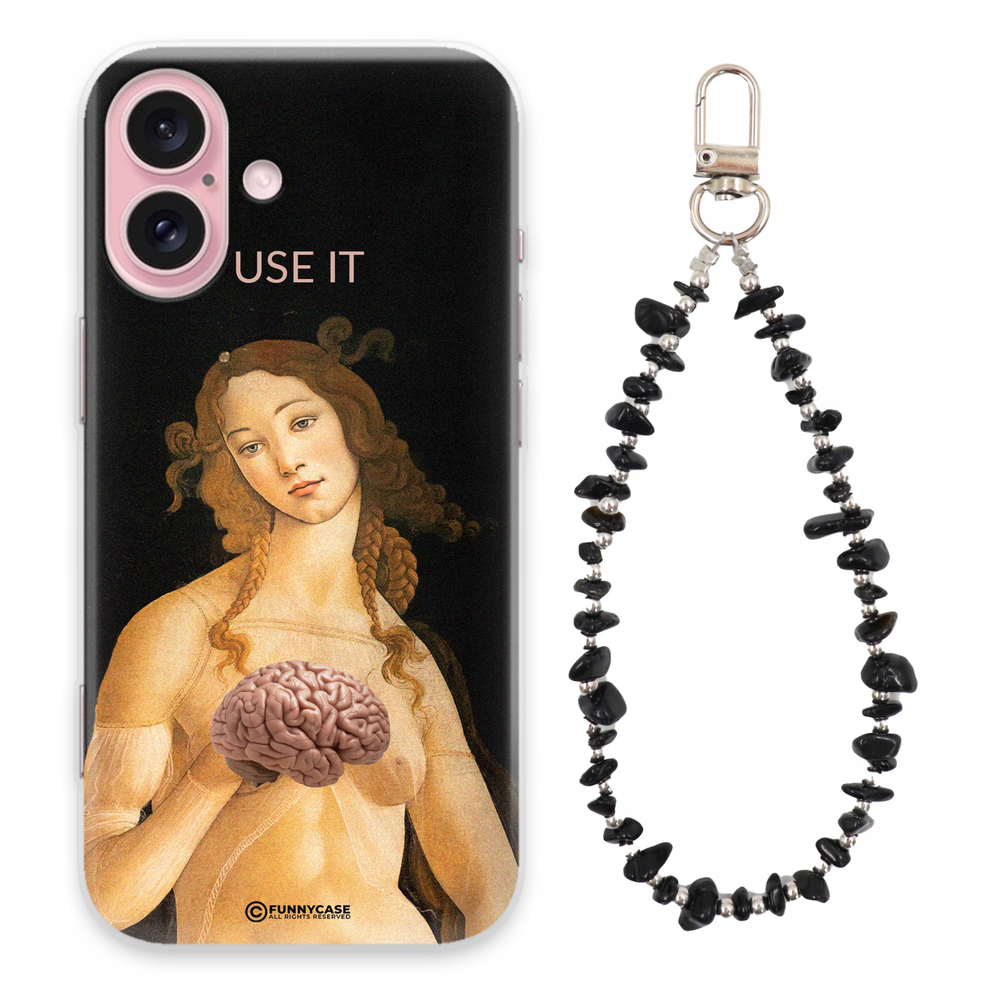 Puzdro Pre iPHONE 16 Case Moderné Figúrky Kľúčenka Čierne Kryštály MIX Vzor