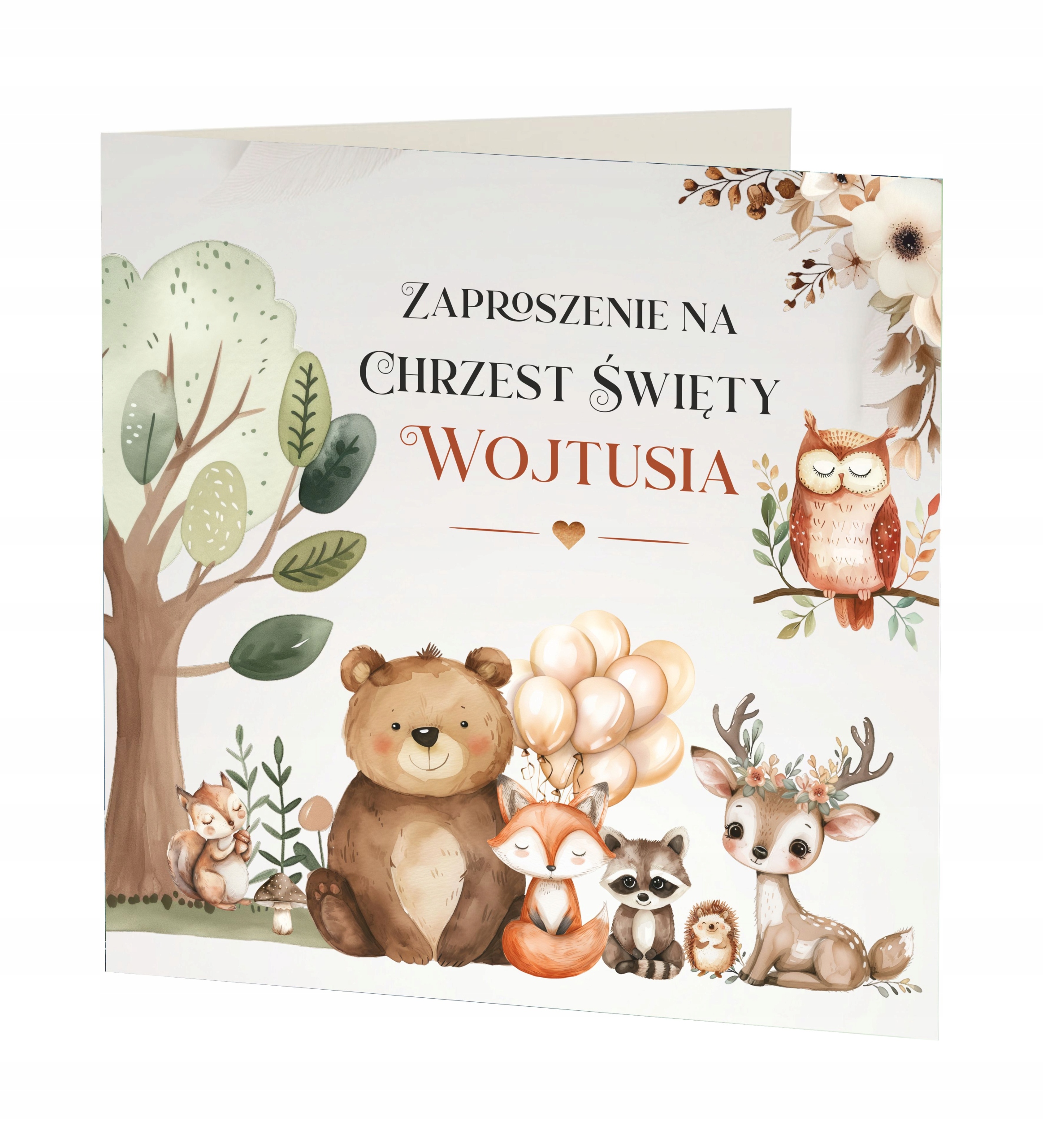 ZAPROSZENIE NA CHRZEST ŚWIĘTY + KOPERTA + IMIĘ DZIECKA + EKSPRES + LEŚNE Marka inna