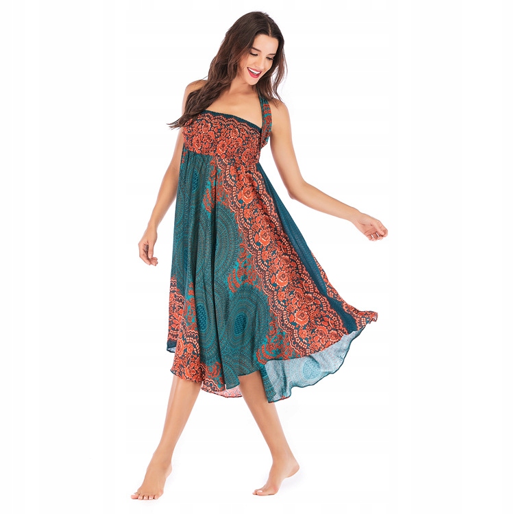 ZWIEWNA DŁUGA SPÓDNICA MAXI DO KOSTEK BOHO DAMSKAM Długość midi