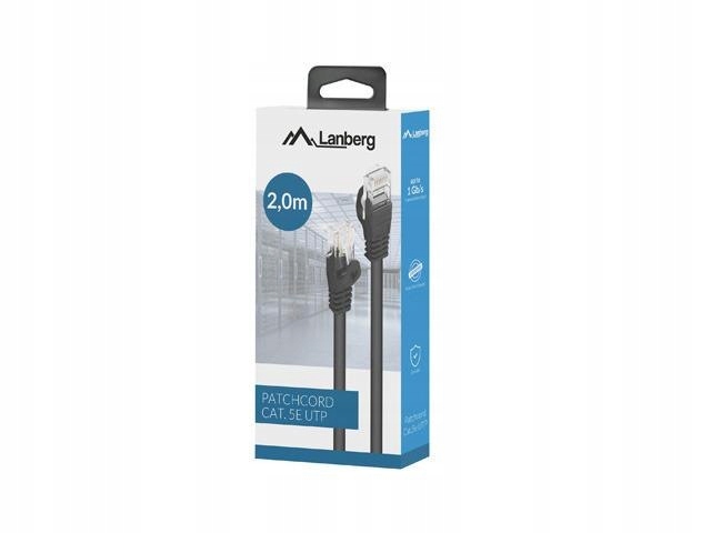 Patchcord Lanberg Utp kat.5e 2m czarny box fluke passed
