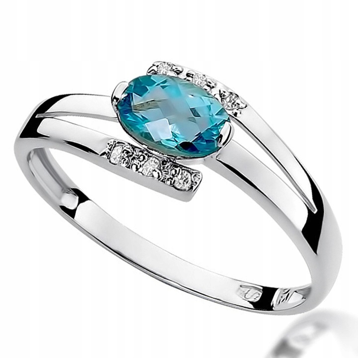 

Pierścionek Złoty Z Topazem I Brylantami