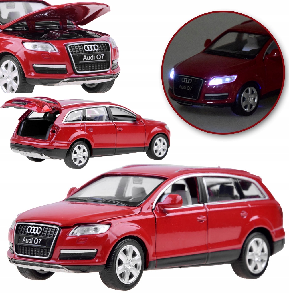 AUTKO SPORTOWE SUV SAMOCHÓD AUDI Q7 ŚWIATŁO DŹWIĘK METALOWE MODEL 1:32