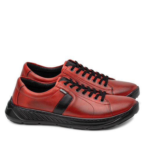 Brilu Polskie Skórzane Sneakersy Męskie Jaxon Czerwone 40