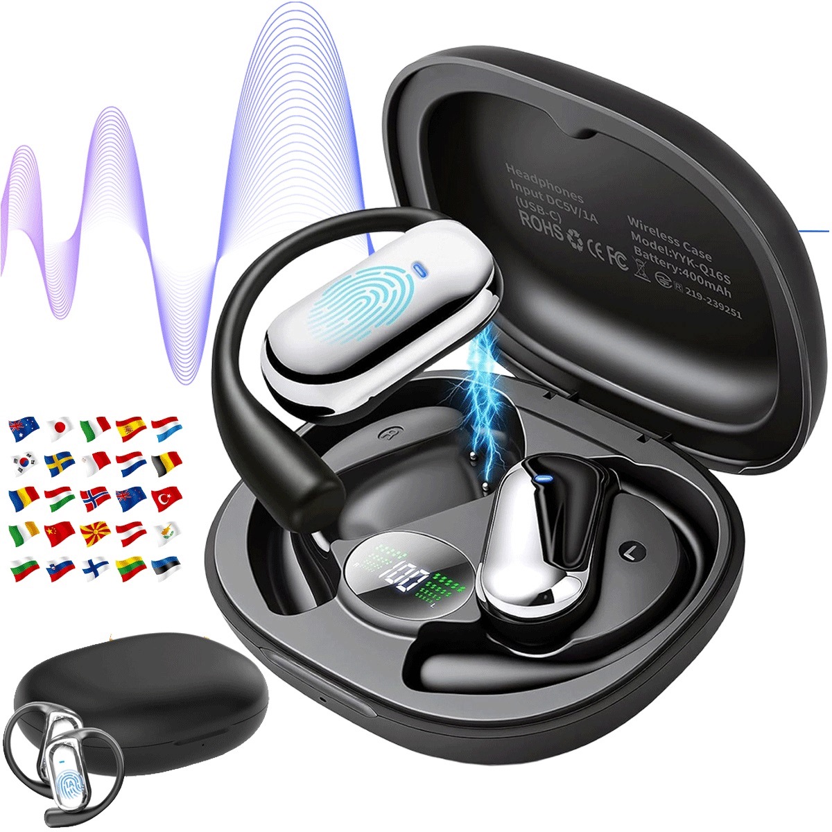 Sluchátka překládající Ai 198 jazyků s Bluetooth 6.1 a redukcí šumu