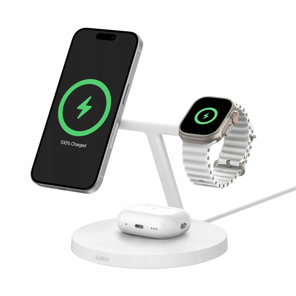 Belkin BoostCharge Pro MagSafe 3w1 QI2 15W Biały WIZ032KQWH