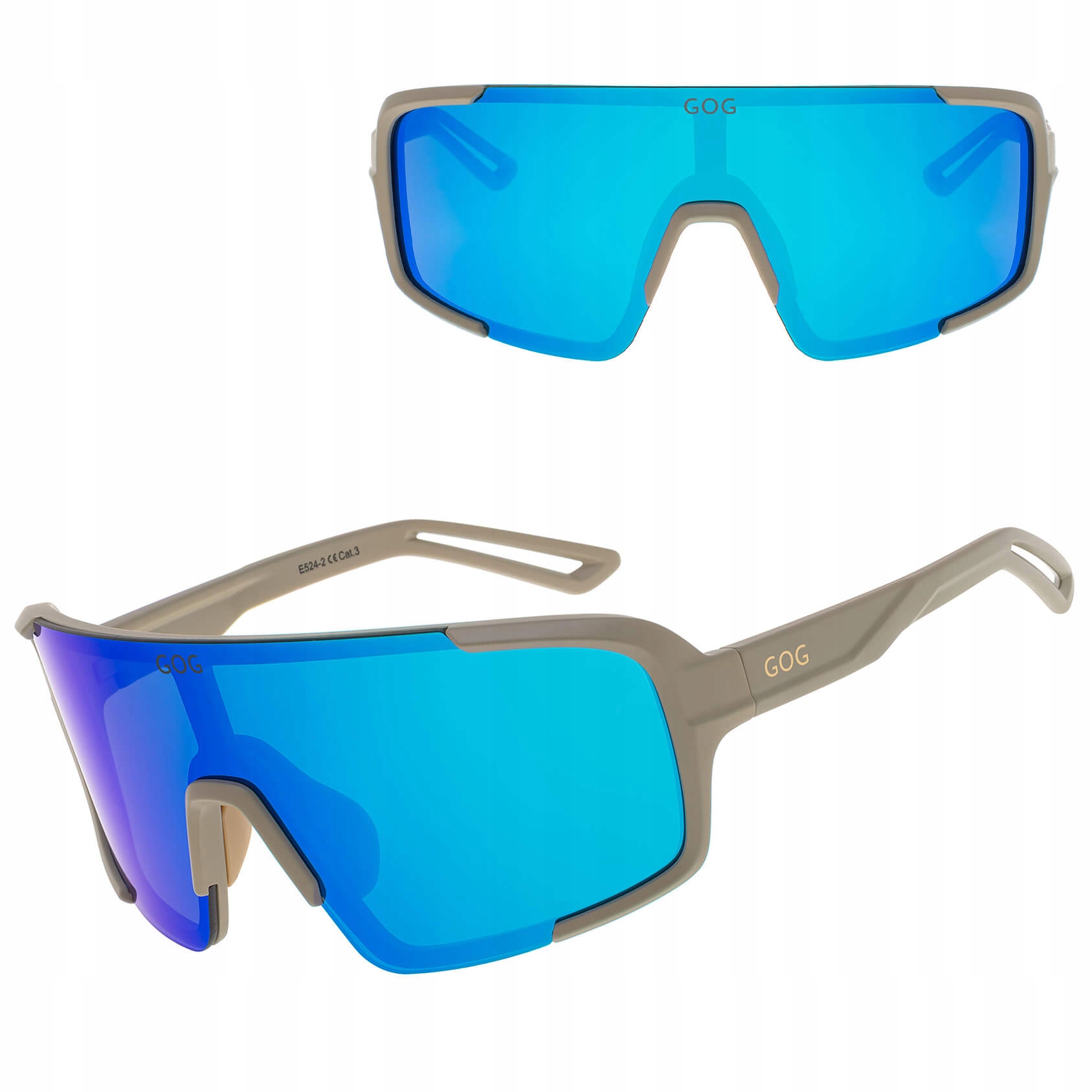 Sluneční zrcadlové sportovní cyklistické brýle Gog khaki