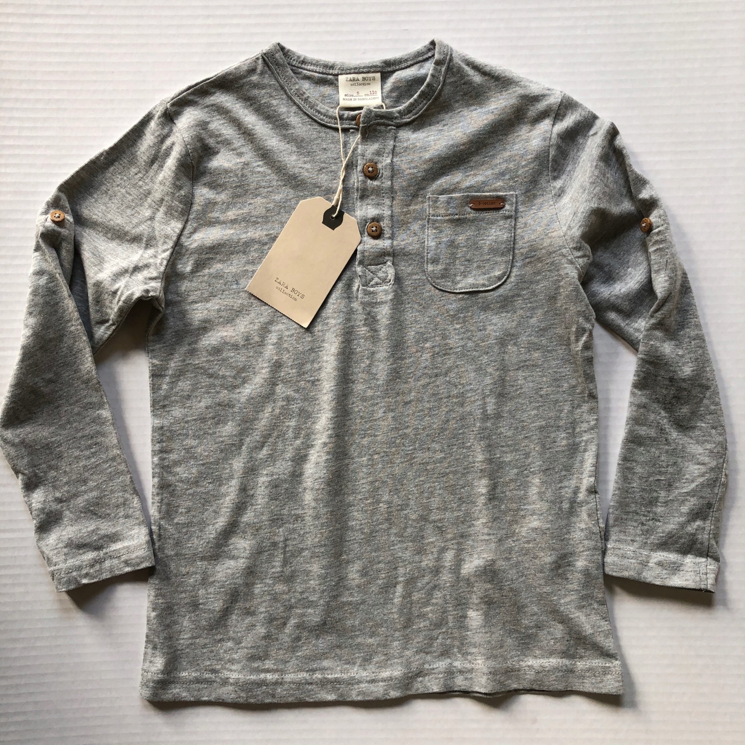 ZARA BOYS Szara Bluzka Guziki 110 Rozmiar 110