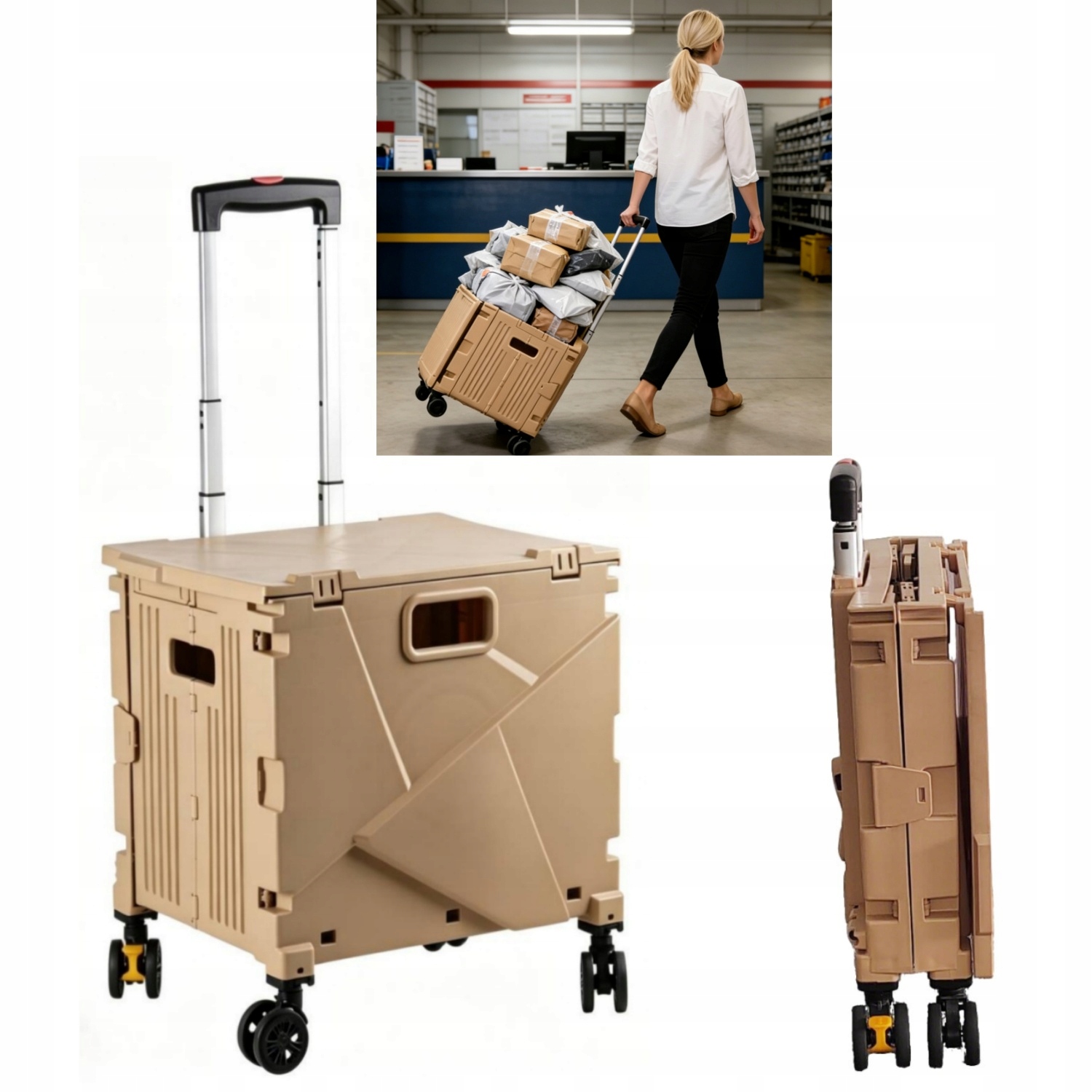 Prepravný Box Vozík Skladací Box Na Kolesách Na Kemping Až 63L