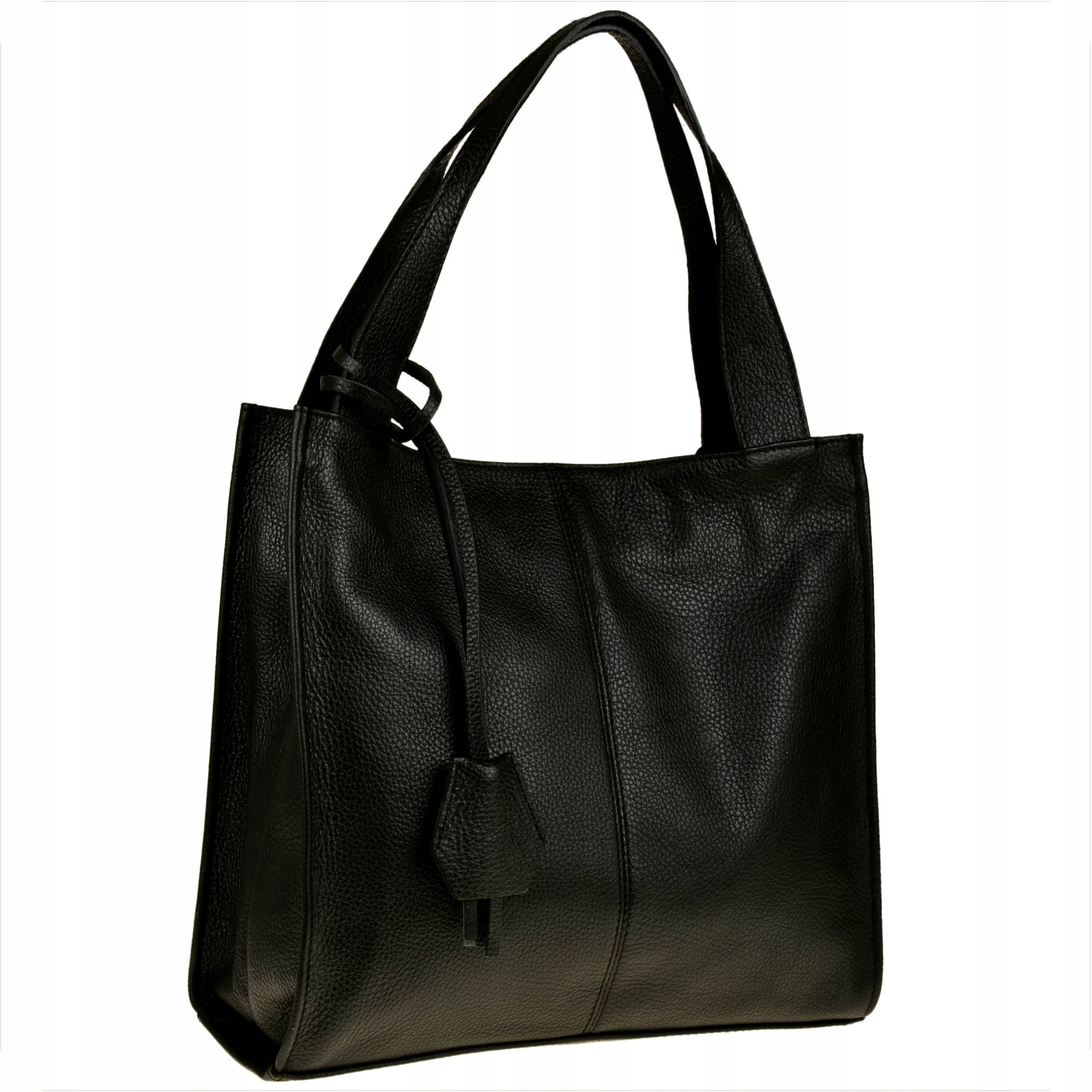 

Duża torebka włoska shopper czarna skóra naturalna