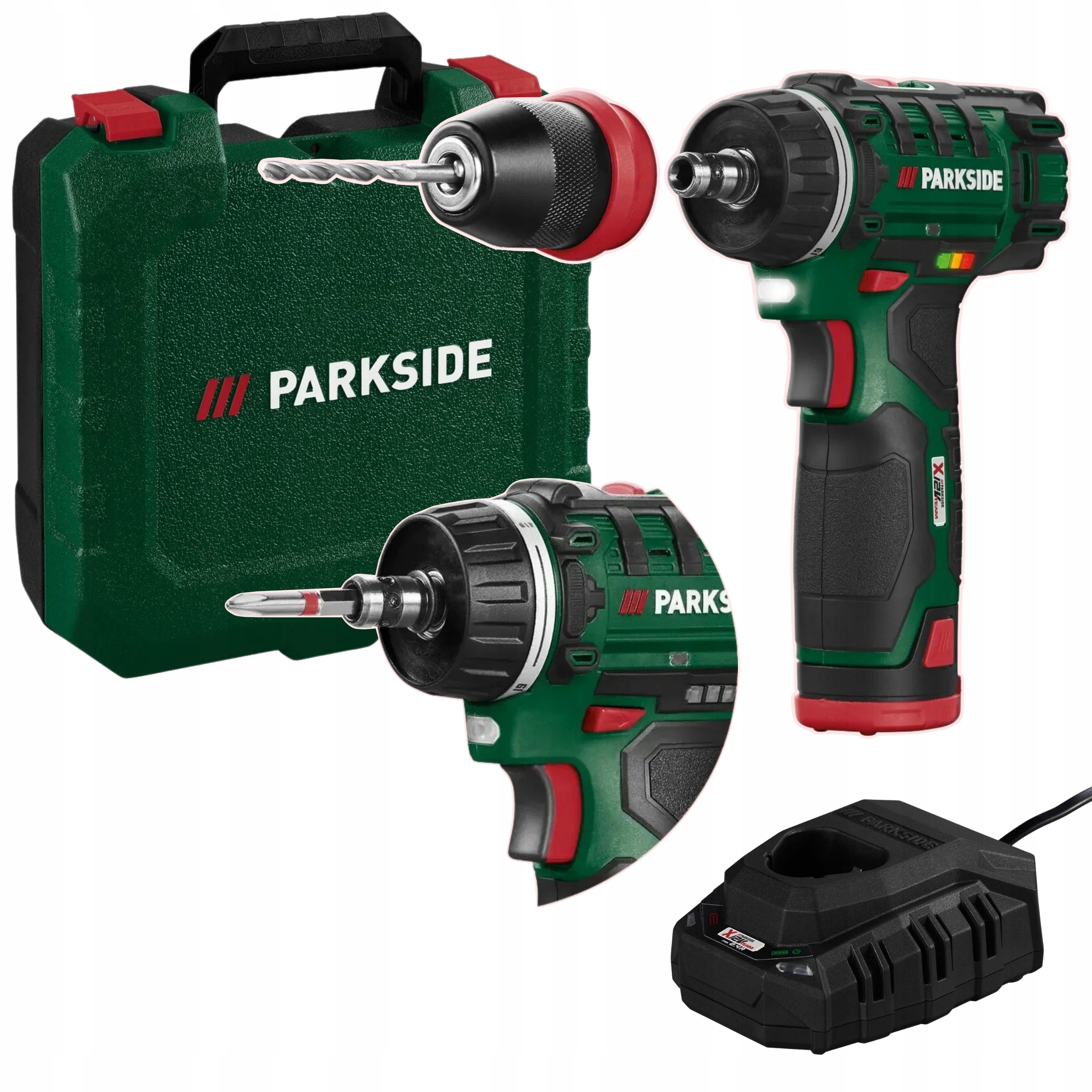 Wiertarko-wkrętarka akumulatorowa Parkside Pbsa 12 12V +Akumulator +Walizka