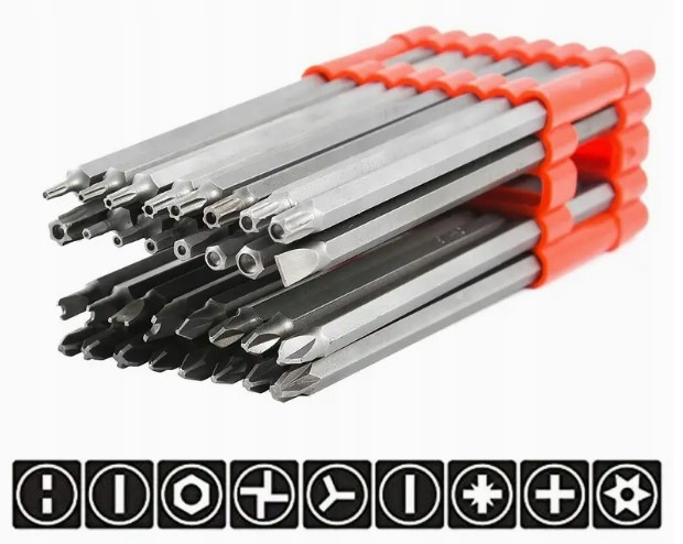 ZESTAW BITÓW UDAROWYCH KOMPLET KOŃCÓWEK DO WKRĘTARKI DŁUGIE BITY 32szt Liczba elementów w zestawie 32