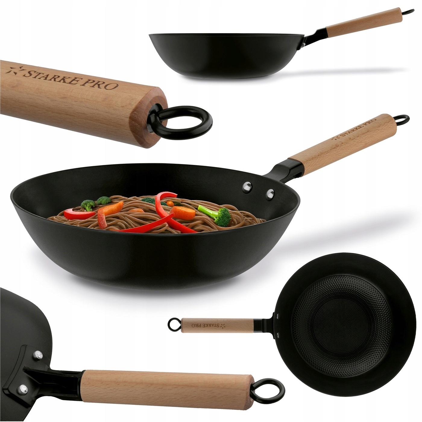 Patelnia Wok Żeliwna Emaliowana Głęboka Duża Ciężka Starke Pro Hanoi 30 cm