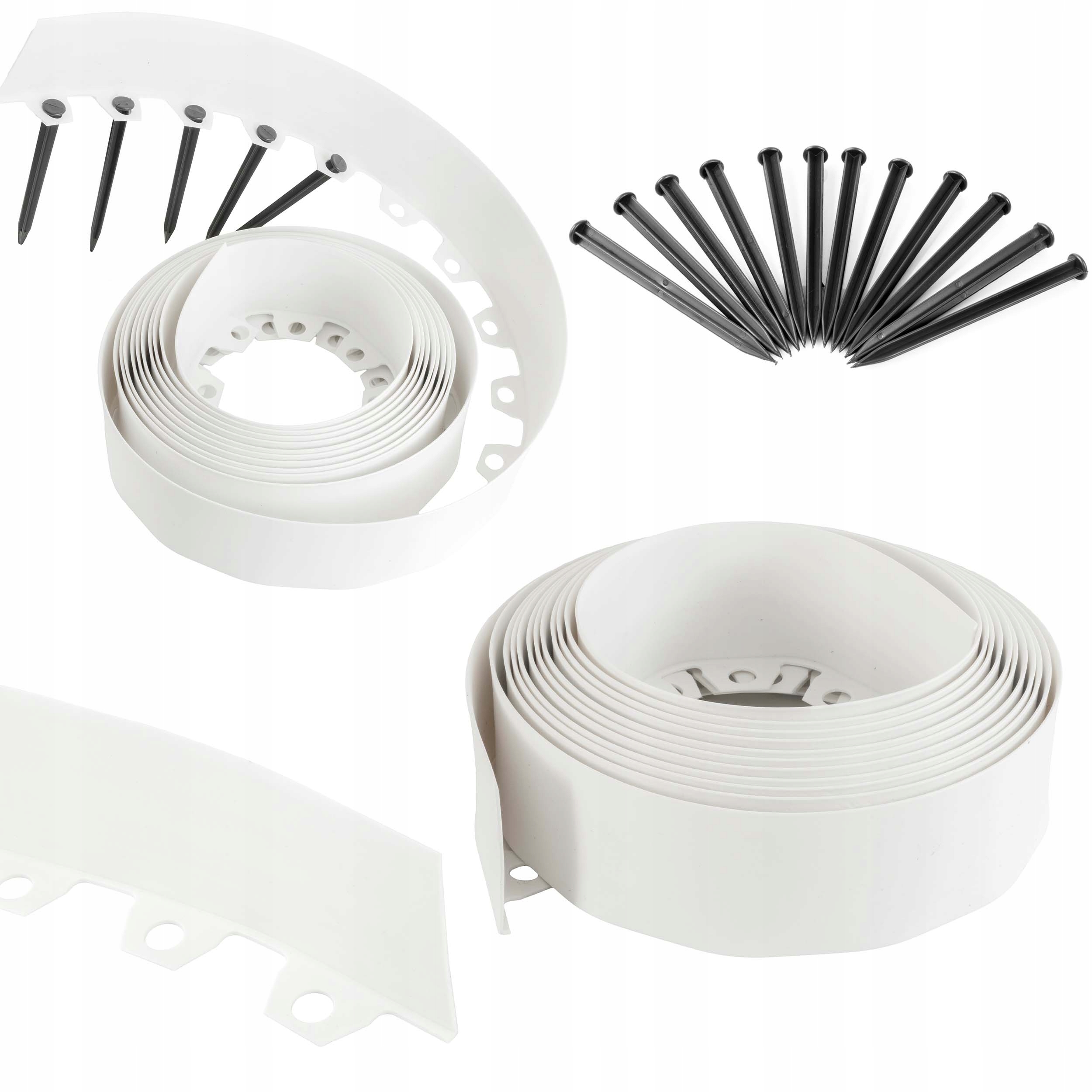 Zahradní lem Kotvy na trávník 20 m Bílá Světlá 10 cm Plast