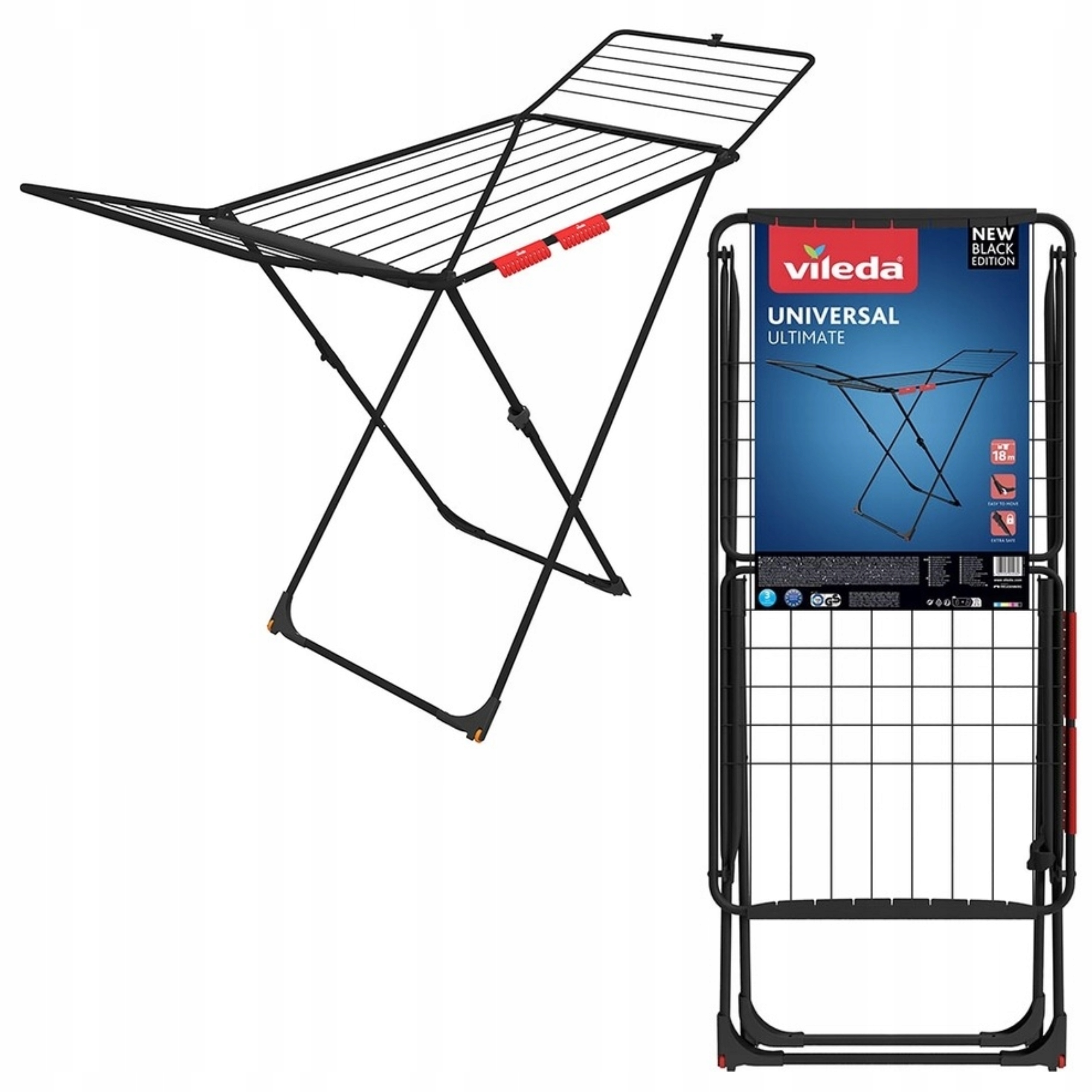 Levně Sušák na prádlo Vileda Universal Ultimate černý stojící, horizontální, 18 m