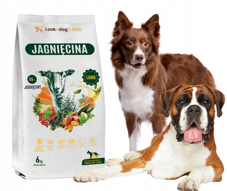 Karma sucha dla psa Look4dog Care jagnięcina bez zbóż i drobiu worek 6 kg